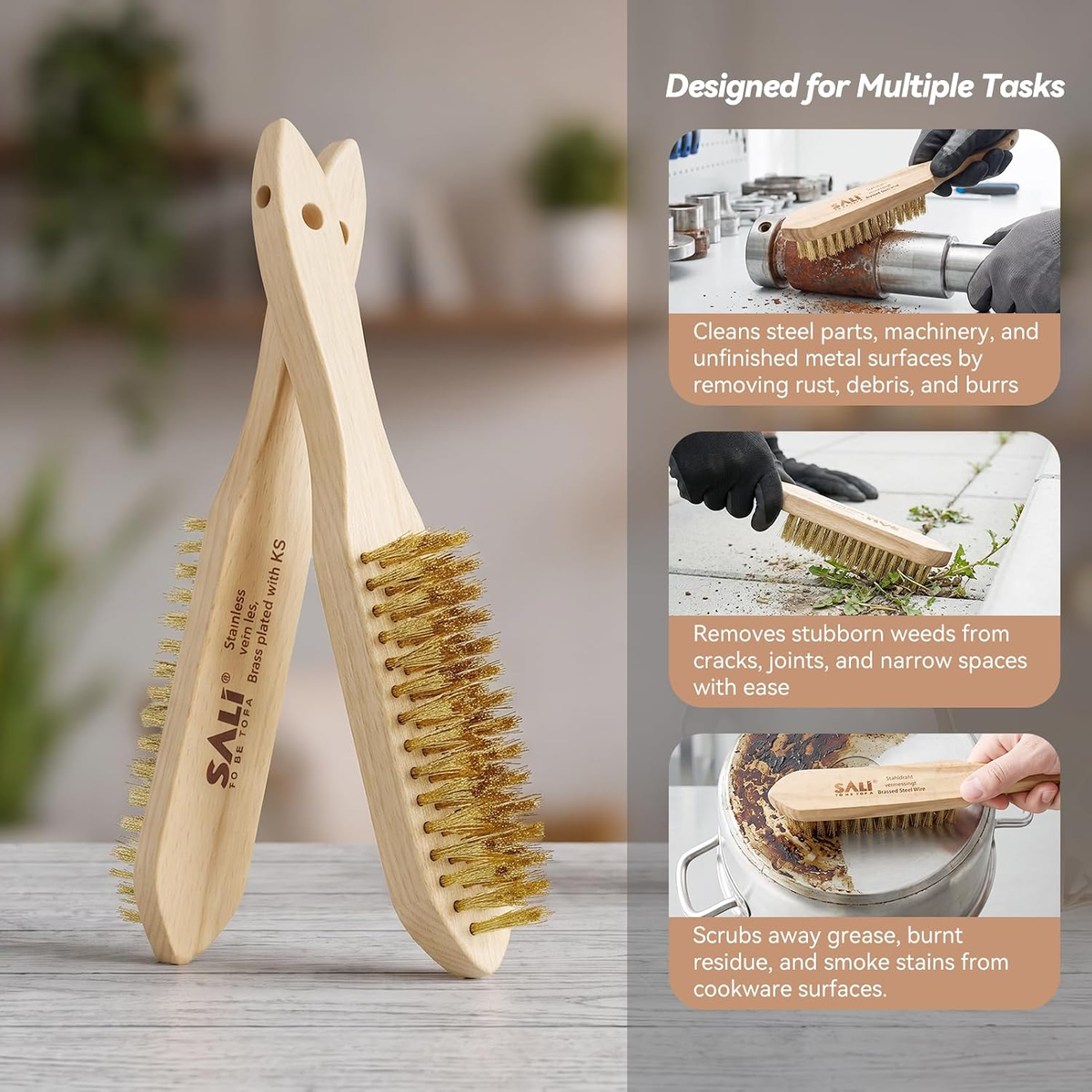 Heavy Duty Copper Plated Steel Brushes - 2 Pack