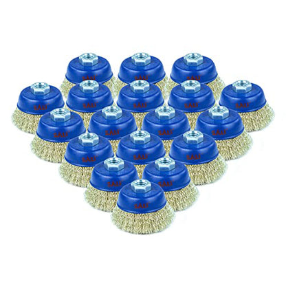 SALI Wire Cup Brush, 3 Inch & 4 Inch Coarse Crimped Cup Brush for Grinders, with 5/8 Inch -11Arbor for Heavy Cleaning Rust, Stripping and Abrasive, for Angle Grinder