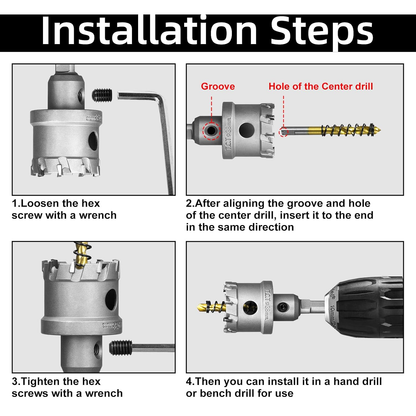 SALI 1-11/16" TCT Hole Saw Kit with Titanium-Plated Pilot Drill for Metal & Stainless Steel