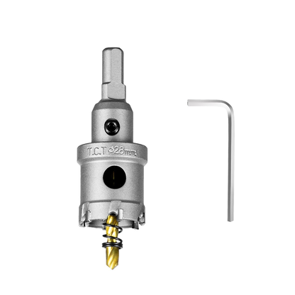 SALI 1-1/12" TCT Hole Saw Kit with Titanium-Plated Pilot Drill for Metal & Stainless Steel