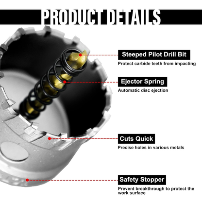 SALI 1-1/8" TCT Hole Saw Kit with Titanium-Plated Pilot Drill for Metal & Stainless Steel
