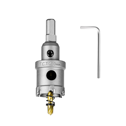 SALI 1-3/16" TCT Hole Saw Kit with Titanium-Plated Pilot Drill for Metal & Stainless Steel