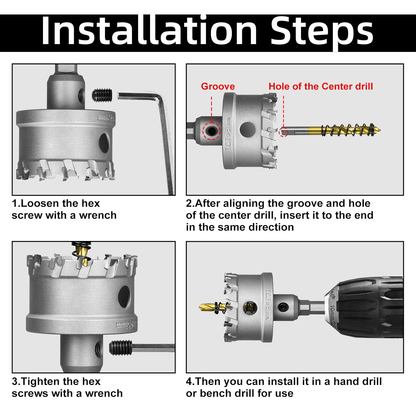 SALI 1-3/4"(45mm) TCT Hole Saw Kit with Titanium-Plated Pilot Drill for Metal & Stainless Steel
