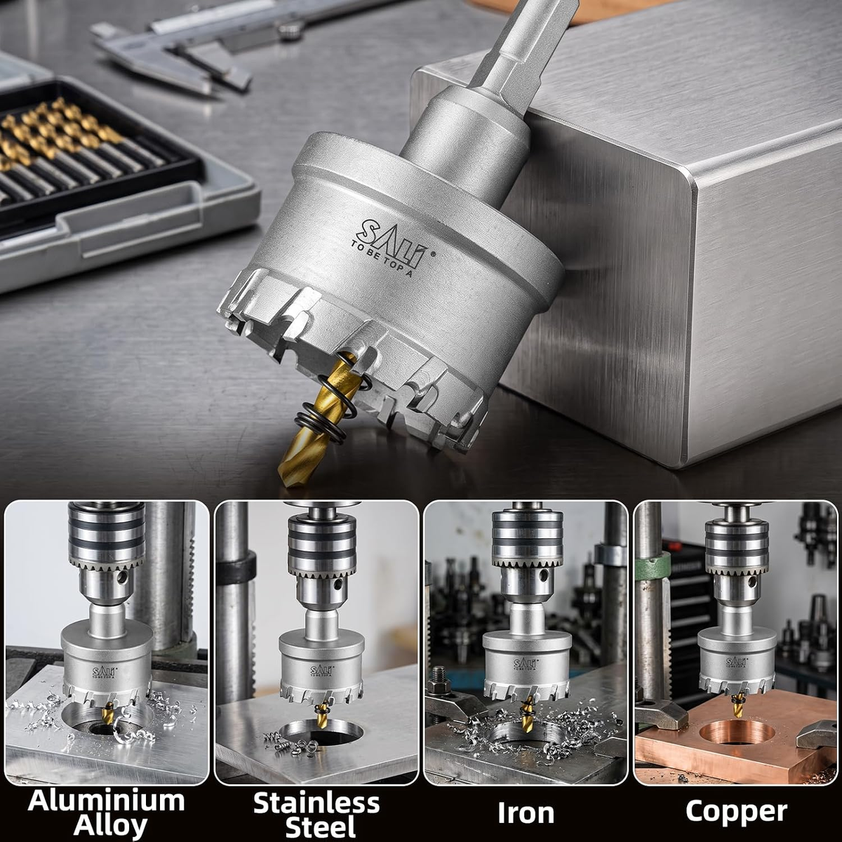 SALI 1-3/4"(45mm) TCT Hole Saw Kit with Titanium-Plated Pilot Drill for Metal & Stainless Steel