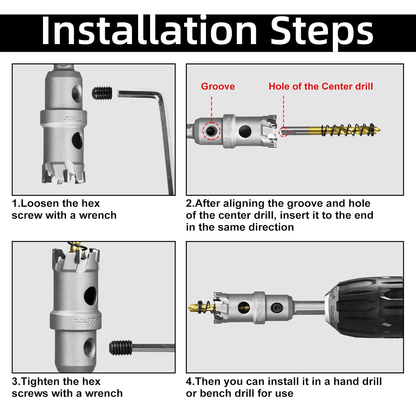 SALI 1" TCT Hole Saw Kit with Titanium-Plated Pilot Drill for Metal & Stainless Steel